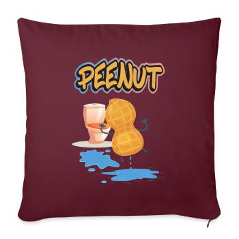 Peenut, Lustige Pinkelnde Erdnuss - Sofakissenbezug 45 x 45 cm - Burgunderrot - Vorne