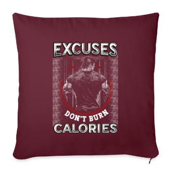Excuses, Brûlure, Pas de calories, Personnel - Housse de coussin décorative 45 x 45 cm - bordeaux - Devant