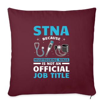 Infirmière auxiliaire certifiée STNA - Housse de coussin décorative 45 x 45 cm - bordeaux - Devant