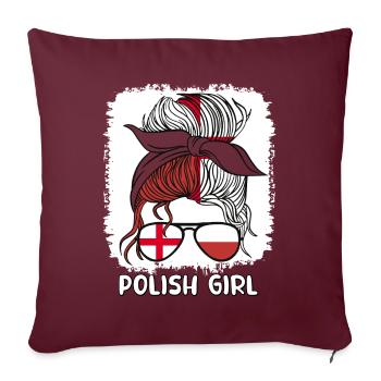 Polska Moitié Anglais Moitié Polonais Fille Pologne Femmes - Housse de coussin décorative 45 x 45 cm - bordeaux - Devant