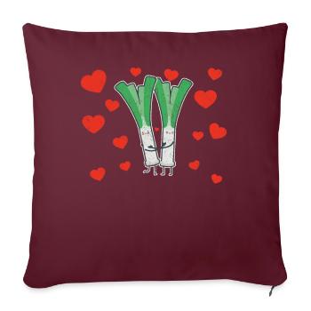 Cute Leek Couple Hugging Leek Vegetable Lovers - Sofakissenbezug 45 x 45 cm - Burgunderrot - Vorne