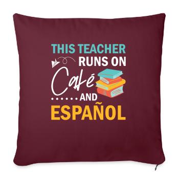 Professeur d’espagnol Maestra Professeur bilingue - Housse de coussin décorative 45 x 45 cm - bordeaux - Devant