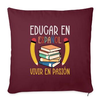Professeur d’espagnol Maestra Professeur bilingue - Housse de coussin décorative 45 x 45 cm - bordeaux - Devant