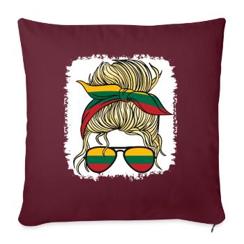 Lietuva Lituanie Drapeau Filles Lituanienne Fille Enfants - Housse de coussin décorative 45 x 45 cm - bordeaux - Devant