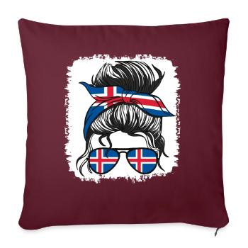 Islande Islande Flag Filles Islandais Fille Enfants - Housse de coussin décorative 45 x 45 cm - bordeaux - Devant