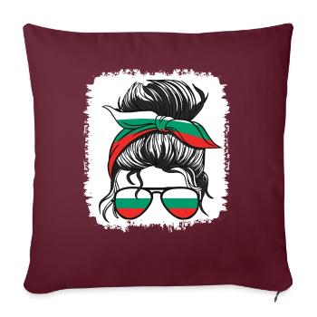 Bulgarie Drapeau Bulgare Filles Bulgare Fille Enfants - Housse de coussin décorative 45 x 45 cm - bordeaux - Devant
