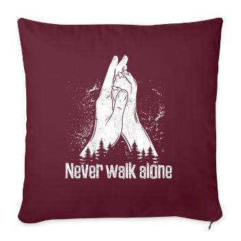 Ne marchez jamais seul - Main + Patte de chien - High Five - Housse de coussin décorative 45 x 45 cm - bordeaux - Devant