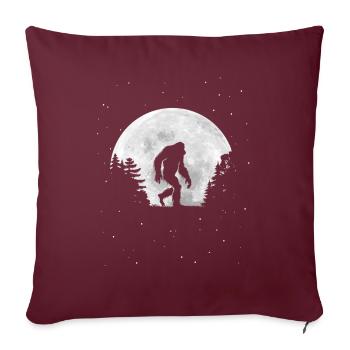 Pleine Lune - Nuit - Silhouette de Bigfoot - Housse de coussin décorative 45 x 45 cm - bordeaux - Devant