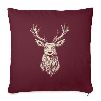 Hirsch - Geweih - Jagd - Natur bewahren - Sofakissenbezug 45 x 45 cm - Burgunderrot - Vorne