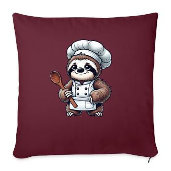 mignon paresseux Chef cuisine - Housse de coussin décorative 45 x 45 cm - bordeaux - Devant