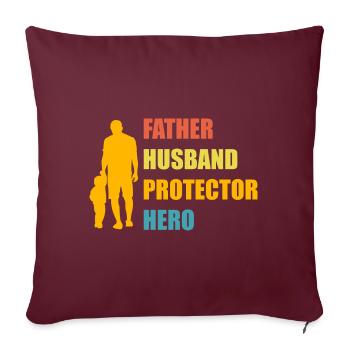Père Mari Protecteur Héros - Housse de coussin décorative 45 x 45 cm - bordeaux - Devant