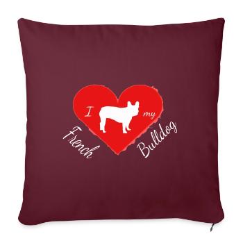 Frenchie, Bully, French Bulldog, Gift - Sofa pillowcase 17,3'' x 17,3'' (45 x 45 cm) - burgundy - Front