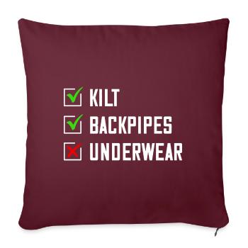 Kilt Männer Spruch Schottenrock - Sofakissenbezug 45 x 45 cm - Burgunderrot - Vorne