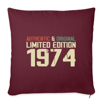 1974 Cadeau Anniversaire 1974 Vintage 1974 Rétro - Housse de coussin décorative 45 x 45 cm - bordeaux - Devant