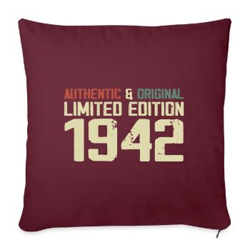 1942 Cadeau Anniversaire 1942 Vintage 1942 Rétro - Housse de coussin décorative 45 x 45 cm - bordeaux - Devant