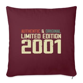 2001 Geburtstagsgeschenk 2001 Jahrgang 2001 Retro - Sofakissenbezug 45 x 45 cm - Burgunderrot - Vorne