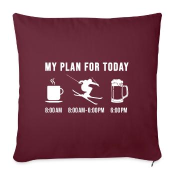 Skieur station de ski vacances au ski cadeaux de skieur - Housse de coussin décorative 45 x 45 cm - bordeaux - Devant