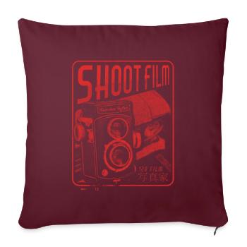 SHOOT FILM TLR VINTAGE KAMERA ANALOGFOTOGRAFIE - Sofakissenbezug 45 x 45 cm - Burgunderrot - Vorne