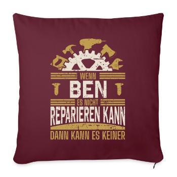 Ben Name Geschenk Geburtstag - Sofakissenbezug 45 x 45 cm - Burgunderrot - Vorne