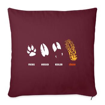 Renard, cerf, coin, chasseur, phoque de marche, piste - Housse de coussin décorative 45 x 45 cm - bordeaux - Devant