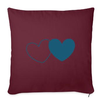 blaues Herz 2 Herzen Valentinstag - Sofakissenbezug 45 x 45 cm - Burgunderrot - Vorne
