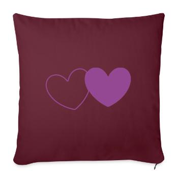 Herz violett 2 Herzen Valentinstag - Sofakissenbezug 45 x 45 cm - Burgunderrot - Vorne