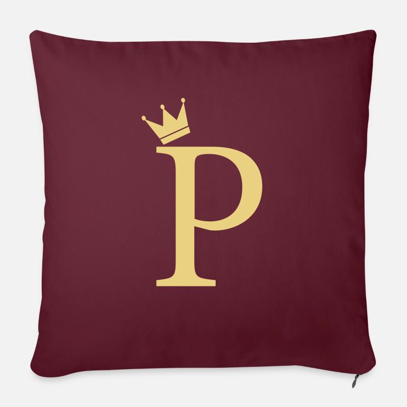 P Monogram Crown - Sofa pillowcase 17,3'' x 17,3'' (45 x 45 cm) - burgundy