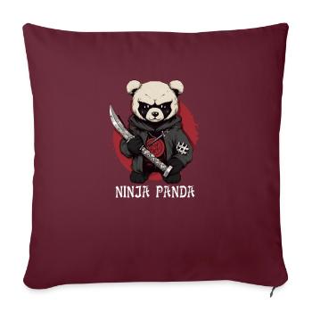 Ninja Panda - Sofakissenbezug 45 x 45 cm - Burgunderrot - Vorne