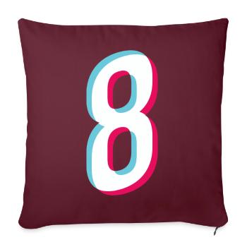 8 - NUMMER 8 - Zahl 8 Trikotnummer - Sofakissenbezug 45 x 45 cm - Burgunderrot - Vorne