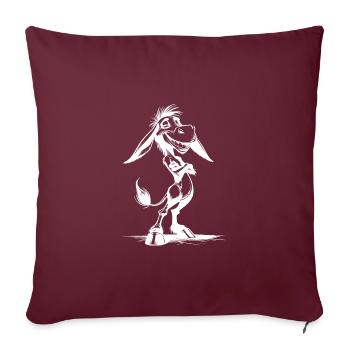 Âne Dessin Animé Souriant Longues Oreilles - Housse de coussin décorative 45 x 45 cm - bordeaux - Devant