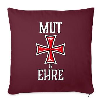29 Mut und Ehre Templer Kreuz Ritter - Sofakissenbezug 45 x 45 cm - Burgunderrot - Vorne