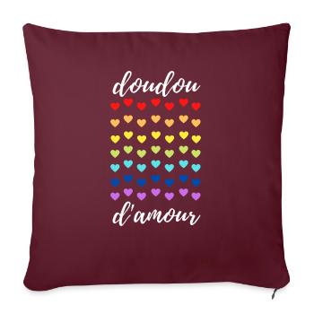 doudou d amour avec des cœurs - Housse de coussin décorative 45 x 45 cm - bordeaux - Devant