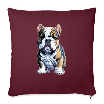 Mignon chiot bouledogue - Housse de coussin décorative 45 x 45 cm - bordeaux - Devant