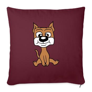chien assis mignon petit chiot heureux animal de compagnie - Housse de coussin décorative 45 x 45 cm - bordeaux - Devant