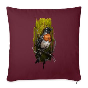 Merle d’Europe (Erithacus rubecula) - Housse de coussin décorative 45 x 45 cm - bordeaux - Devant