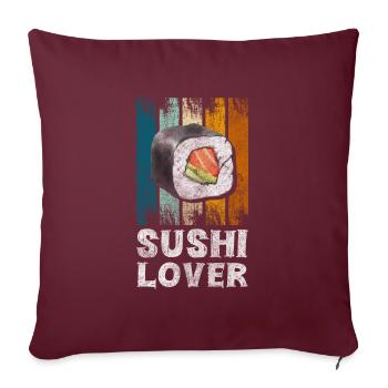 Sushi Mignon Kawaii Nourriture préférée - Housse de coussin décorative 45 x 45 cm - bordeaux - Devant