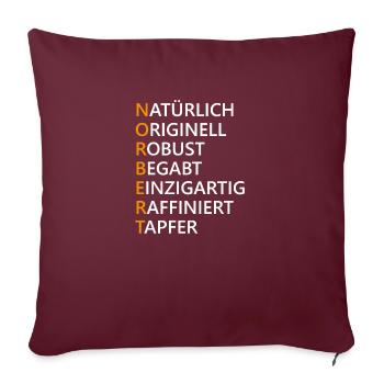 Norbert Name Geschenk - Sofakissenbezug 45 x 45 cm - Burgunderrot - Vorne