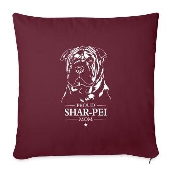 Shar Pei Maman Chien Chien Wilsigns - Housse de coussin décorative 45 x 45 cm - bordeaux - Devant