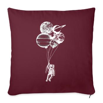 Astronaute avec ballons planétaires - Space Design - Housse de coussin décorative 45 x 45 cm - bordeaux - Devant