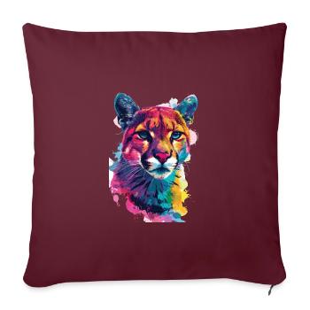 Bunter Kunst Wildtiere - Sofakissenbezug 45 x 45 cm - Burgunderrot - Vorne