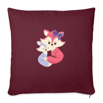 Enfants renards renard frères enfant garçon fille bébé - Housse de coussin décorative 45 x 45 cm - bordeaux - Devant
