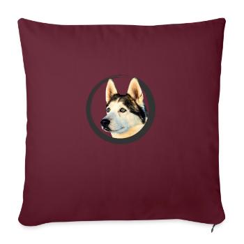 chien de traîneau - Housse de coussin décorative 45 x 45 cm - bordeaux - Devant