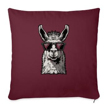 Drôle de lama alpaga - Housse de coussin décorative 45 x 45 cm - bordeaux - Devant