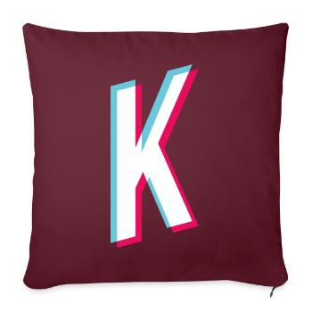 K - Buchstabe K - Sofakissenbezug 45 x 45 cm - Burgunderrot - Vorne