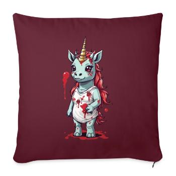 Zombie Einhorn Halloween Highlight Grusel Design - Sofakissenbezug 45 x 45 cm - Burgunderrot - Vorne