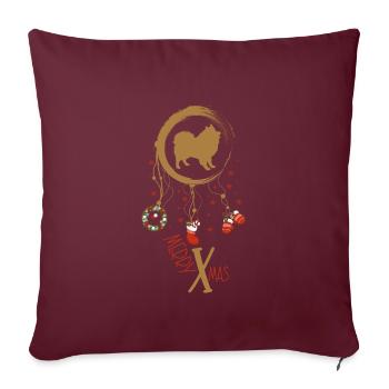 Deutscher Spitz Weihnachten Weihnachtstraumfänger - Sofakissenbezug 45 x 45 cm - Burgunderrot - Vorne