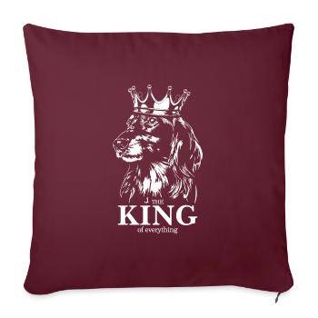 Teckel à poil long Roi de tout Chiens Disant - Housse de coussin décorative 45 x 45 cm - bordeaux - Devant