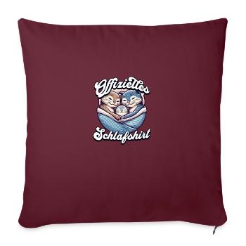 Chemise de nuit officielle Chat Famille Hommes Femmes - Housse de coussin décorative 45 x 45 cm - bordeaux - Devant
