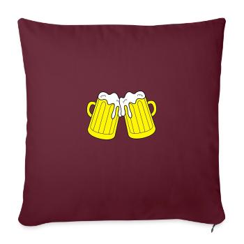 Verres à bière - Housse de coussin décorative 45 x 45 cm - bordeaux - Devant
