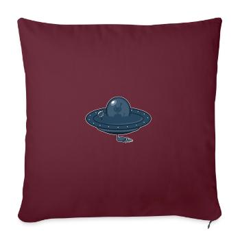 Soucoupe volante et Alien - Housse de coussin décorative 45 x 45 cm - bordeaux - Devant
